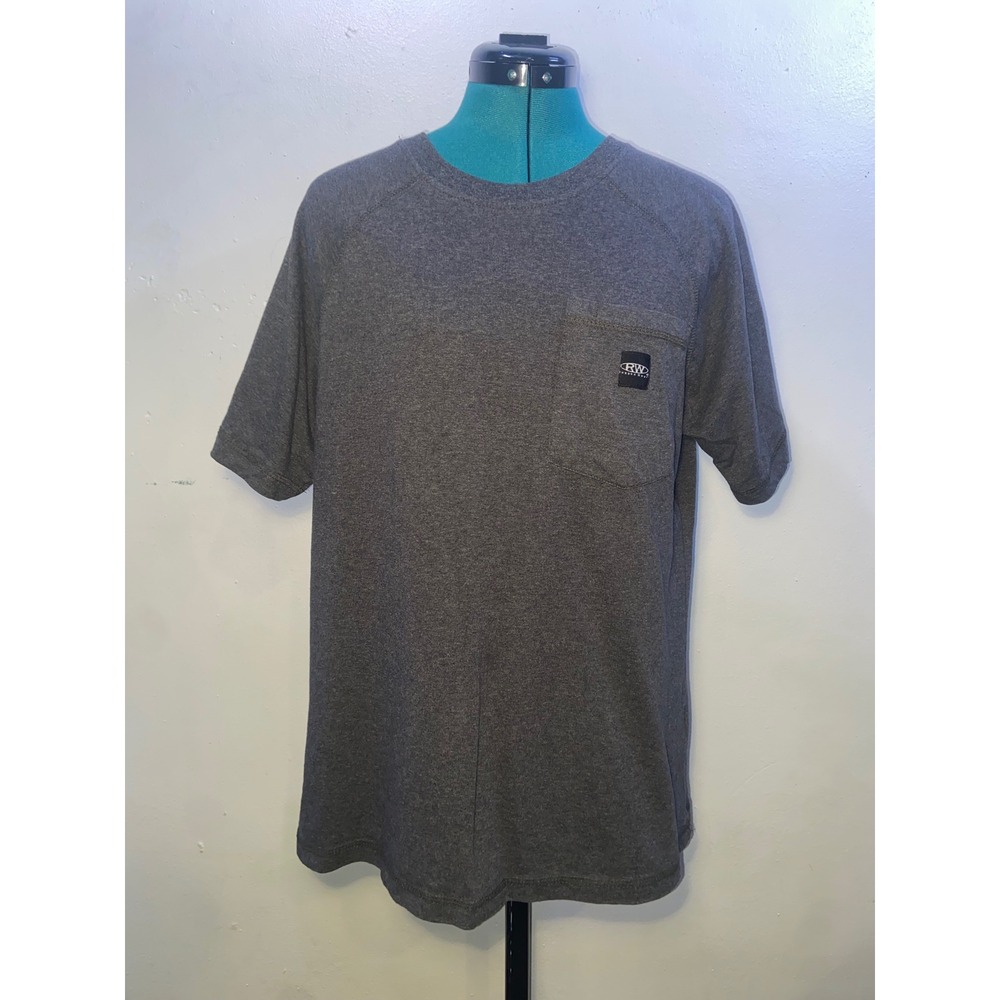 Rugged Wear Mens Charcoal Heather Gray Pocket T-Shirt Cotton Blend Workwear RW M